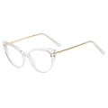 Montura de gafas ojo de gato transparente en TR90 con patillas de metal dorado - Blanco Claro
