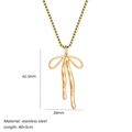 Elegant gold bow pendant necklace in stainless steel with 40+5cm box chain for women - Box Chain