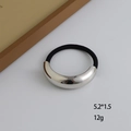 Minimalist elastic hair tie with silver geometric curved metal decor, size 5.2x1.5cm - Large Single-Bar Smooth Silver