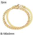 2er-Set 18K vergoldete Armbänder mit flacher Schlangenkette und klassischem Panzerdesign - Gold-Set (KB181667-Z)