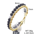 Set bracciali uomo con perle di onice nero e catena a torsione in acciaio inossidabile oro - Tipo C Oro - Combo Agata Nera Lunga