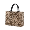 Bolso de compras ecológico de yute con elegante estampado de leopardo y asas negras - Estampado de leopardo