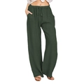 Men's wide-leg casual pants in dark green featuring an elastic drawstring waistband - Green