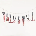 Halloween banner with eight bloody paper tool props including saws and hammers - Bloody Weapon Banner (Simple Pack)