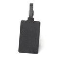 Black PU leather luggage tag with embossed world map design and silver metal buckle - Luggage Tag / Black