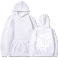 Oversized white fleece hoodie featuring Don't Trip quote print on the back view - M / White