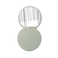 Portable white round folding vanity mirror with sliding plastic cover for makeup touch-ups - 7x7cm / Light Gray