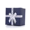 Navy blue jewelry box with white ribbon bow featuring crystal jewelry printed text - 9x8.5x5.5/Blue With Bowknot