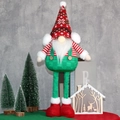 Gnomo natalizio con cappello rosso a fiocchi di neve e tuta verde per decoro festivo - Gnomo Telescopico Stile Barba Rosso-Verde