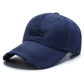 Navy blue breathable quick-dry baseball cap with 3D Sport embroidery and side prints - Adjustable / Navy Blue