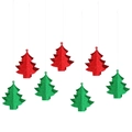 Decorazioni natalizie 3D appese rosse e verdi con glitter per feste di Natale - 7 Pezzi Alberi di Natale 3D