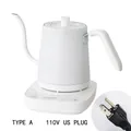 Matte white electric gooseneck kettle with smart base and 110V US plug for coffee - Type A White Classic Handle US Plug 110V