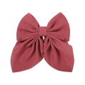 Deep pink floral jacquard bow hair clip with vintage diamond texture and long tails - Deep Pink
