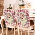 Pink Christmas chair covers with LOVE letter embroidery on soft plaid canvas fabric - Pink Plaid LOVE (YT02-29)