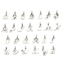 Silver cursive A-Z alphabet charms set with rhinestone inlay for DIY jewelry crafts - Silver English Alphabet Set