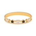 Bracelet en acier doré orné de breloques papillon, cœur et fleur avec cristaux brillants - Style Fleur Papillon Coeur (1#)