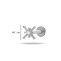 Titanium labret stud featuring a silver star head with a bright zircon inlay - 590-9# Silver Starburst