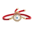 Red braided evil eye Hamsa hand bracelet with 4mm copper beads and sparkling cubic zirconia - Classic Red Rope Style