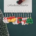 Christmas earring set with Santa, snowman, and reindeer shapes on a card - Style 25 (6 Pairs Set)