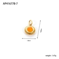 Golden sunflower pendant with orange center stone and stainless steel base 1.86cm height - Orange
