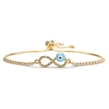 Gold adjustable infinity evil eye bracelet with white crystal tennis chain for women - Infinity Evil Eye Style - Tennis Chain (CB00356DL) / Gold