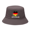 Dark grey bucket hat featuring heart-shaped Germany flag and Deutschland text print - M / 9# Splatter Heart - Gray