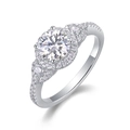 Klassischer S925 Silber Verlobungsring mit 1 Karat D Farbe runden Labor Diamanten - US Größe 9 / R13056 Stil (1 Karat Moissanit)