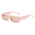 Pink rectangular sunglasses with tinted lenses for women in trendy street style - Pink Frame Champagne Lens