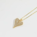 Elegant gold heart pendant necklace with shimmering zircon stones on a white surface - Small Heart (Gold)