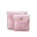 Set of two pink velvet jewelry pouches with gold snap buttons on a clean white background - 6.5x6.5cm / Pink