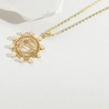 Französische Vintage Goldkette mit Herzanhänger, Perlen und funkelnden Zirkoniasteinen - Herz