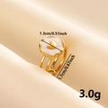 Detailed view of white petal ring with gold heart and dimension measurements - Gold Base / White Heart