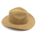 Classic American Western straw cowboy hat with a curved brim for beach and summer travel - Khaki