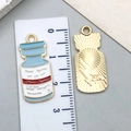 Blue and gold enamel medical vaccine bottle charms for DIY jewelry making - Blue Medicine Bottle