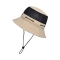 Khaki outdoor sun hat with black breathable mesh and adjustable chin strap - Beige