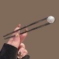 Épingle à cheveux élégante en métal noir en forme de U avec une grande perle blanche - Épingle à cheveux double avec perle unique - Noir fusil