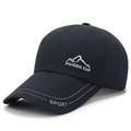 Men's breathable mesh baseball cap in navy blue with mountain embroidery and sport detail - Navy Blue