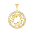 Detailed macro shot of golden koi fish zodiac pendant with clear zircon inlay - Pendant Only / Pisces
