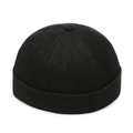 Retro schwarze Cord-Docker-Mütze für Damen mit minimalistischem randlosem Design - Verstellbar / Schwarz