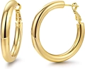 Classic gold geometric hoop earrings with S925 silver needles for a modern look - Hollow Shrimp Buckle Hoop Earrings (MS-044) / Gold