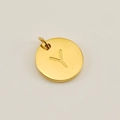 Round golden stainless steel pendant with engraved letter Y for personalized DIY jewelry - Letter Y (XRS-1456) / Gold
