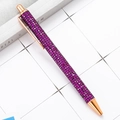 Luxury retractable ballpoint pen in sparkling purple glitter with rose gold metal accents - Plaid Purple (Rose Gold Trim)