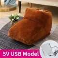 Brown faux rabbit fur foot warmer with 5V USB heating pad for home and office use - Plain Style / Brown 5V (USB Model)