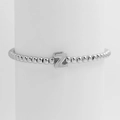 Polished silver beaded stretch bracelet featuring a rounded 18k balloon letter Z pendant - Silver Z