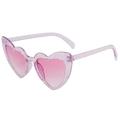 Fashionable heart-shaped sunglasses with purple glitter frames and pink gradient lenses - Shiny Purple