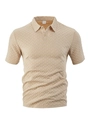 Polo homme beige avec texture jacquard à chevrons classique et coupe droite élégante - Kaki