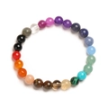 Rainbow gemstone beaded stretch bracelet with natural turquoise and tiger eye stones - Multi-color