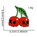 Detail of red cherry skull embroidery patch with precise dimensions and weight info - Cherry Patch 12# (Skull)