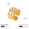 Detailed technical spec showing 14mm width and 18mm inner diameter of the gold ring - Multilayer Woven Wide Style (NB-R24306)