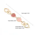17cm strawberry metal bag strap extender with heart spring buckles and enamel charms - Gold Heart Buckle - Pink Strawberry